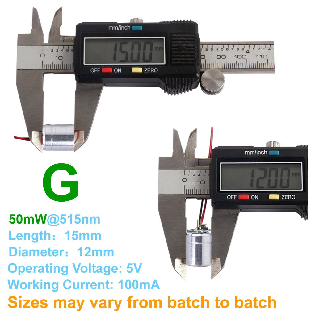 Φ12x15mm DC 5V Red-100mW Green - Industrial Green Laser recension och pris