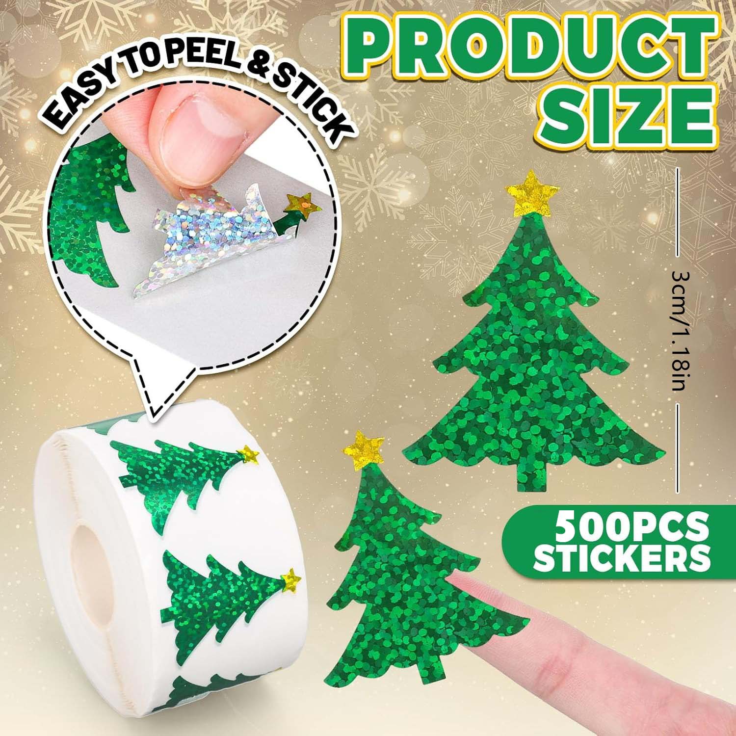 500Pcs Christmas Tree Stickers - Industrial Green Laser recension och pris