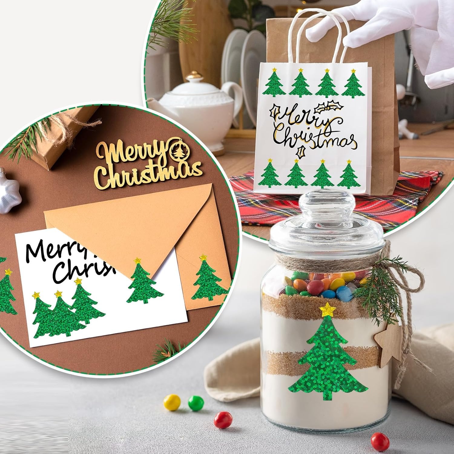 500Pcs Christmas Tree Stickers - Industrial Green Laser recension och pris